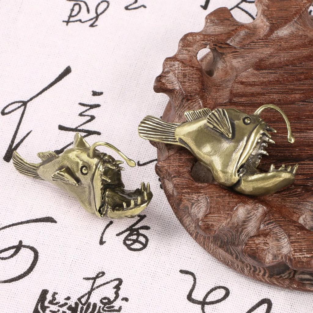 Ocean Fish Catfish Lantern Fish Brass Ornaments Metal Figurines Desk Decoration Copper Crafts Collection Festival Gift