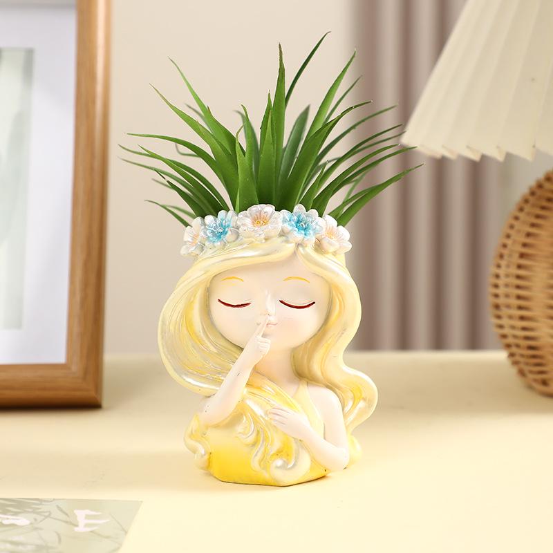 Girl's Flower Simulation Bonsai for Home and Office Decor