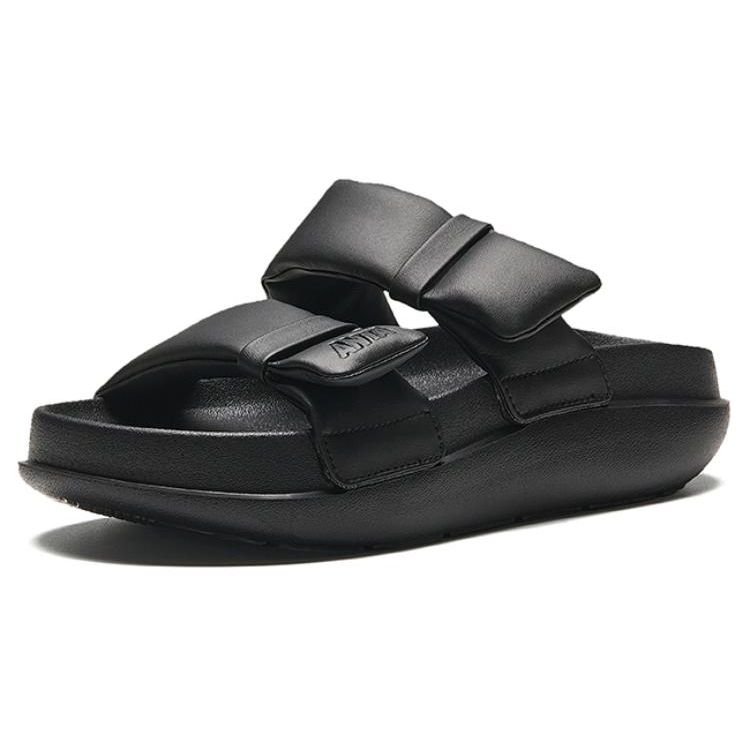 Anta Casual Comfortable Non-Slip Wear-Resistant Slide Sandals Women Footwear Black 922428539-2