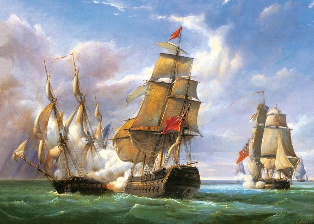 Puzzle 3000 pieces C-300037-2 Copy of "Combat between the French and the English Vessels"