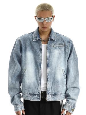 Men's Retro Washed Denim Jacket - High-End, Casual, Loose Fit for Autumn