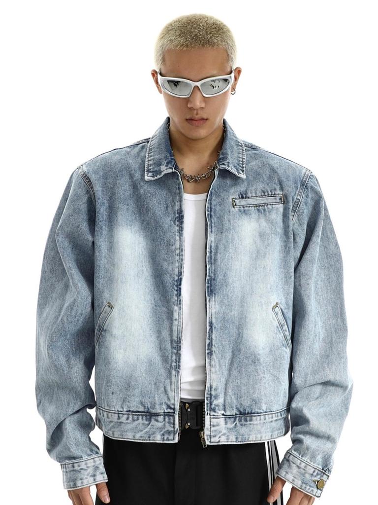 Men's Retro Washed Denim Jacket - High-End, Casual, Loose Fit for Autumn