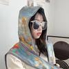 Windproof Summer Hooded Silk Shawl Sun Protection Silk Scarf Hat Sunscreen Scarf  Lady