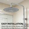 304 Stainless Steel Rain Shower Head High Pressure Round Showerhead With 360° Rotation  Pressurized Large Shower Head For Bath