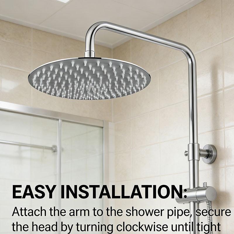 304 Stainless Steel Rain Shower Head High Pressure Round Showerhead With 360° Rotation Pressurized Large Shower Head For Bath