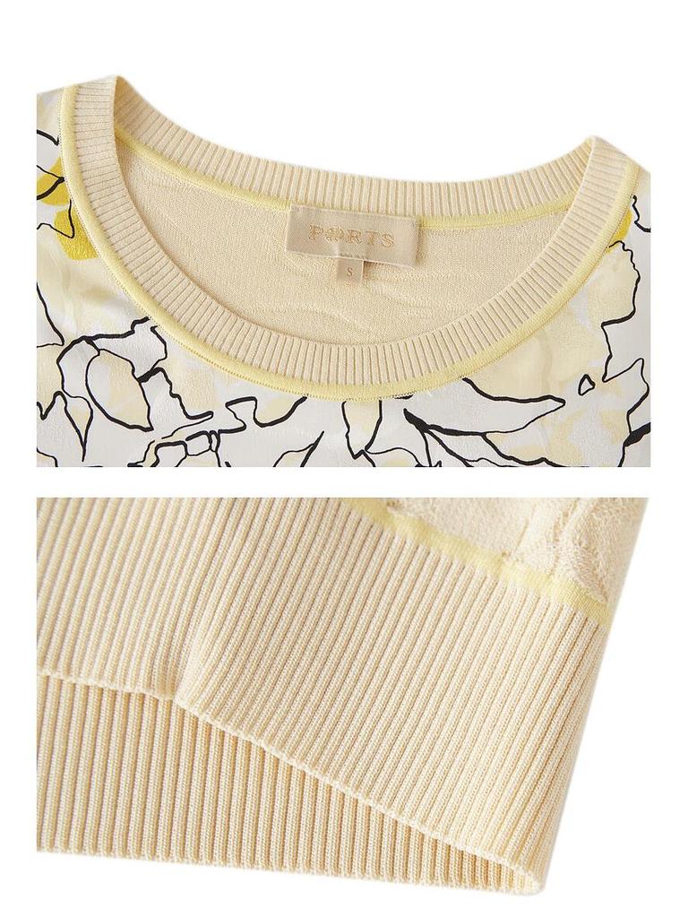 Ports Radiant Summer Flowers Patchwork Knitted Top