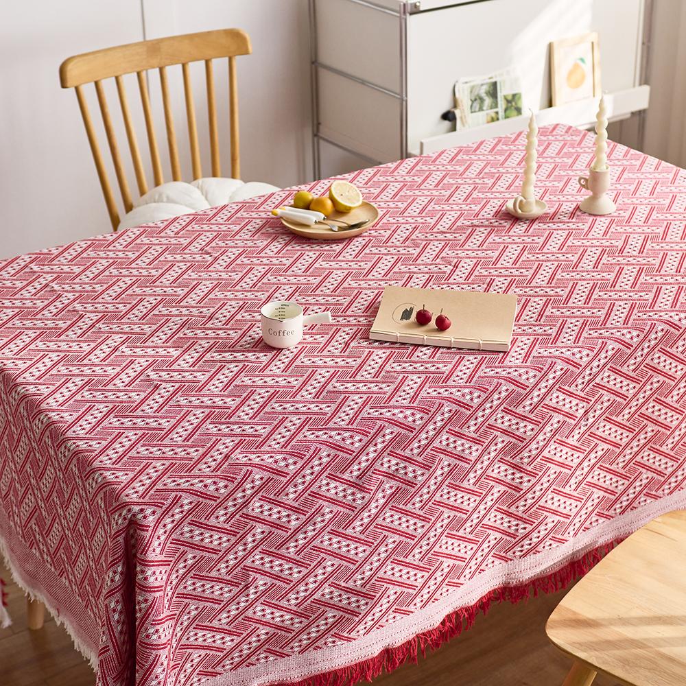 

Скатерть из хлопка и льна, квадратные скатерти в деревенском стиле, скатерти из мешковины с кисточками для кухни, обеда, пикника, свадьбы 90x150cm розы красного