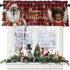 Christmas Nutcracker Kitchen Curtain Short Valance Watercolor Print Semi-Sheer Window Treatment Dining Room
