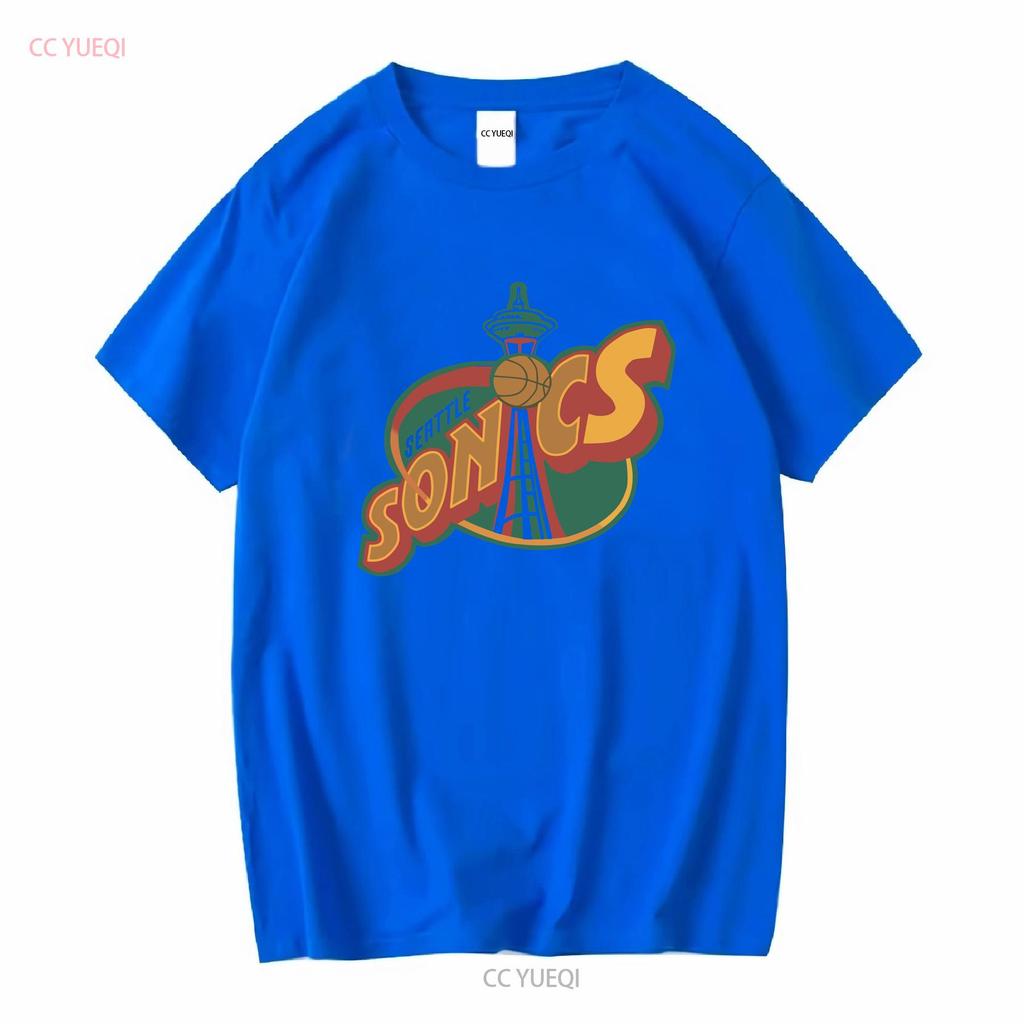 Vintage Seattle Supersonics T Shirt CP1627 Long Sleeves Vintage Washed Unisex Casual Slightly Top For Everyday Wear Streetwear