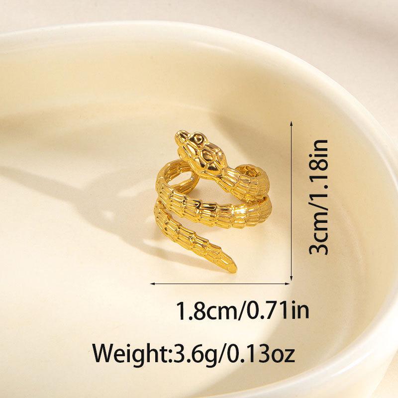 European-American Geometric Gold-Plated Stainless Steel Open Ring for Women