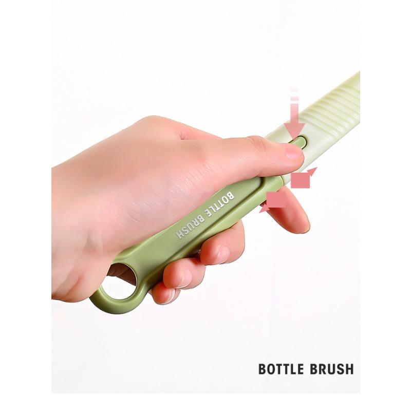 Reise-Babyflaschenbürsten-Set mit tragbarer Silikon-Flaschenbürste, Saugerreinigungsbürste, Strohhalmbürste und Flaschentrockenständer