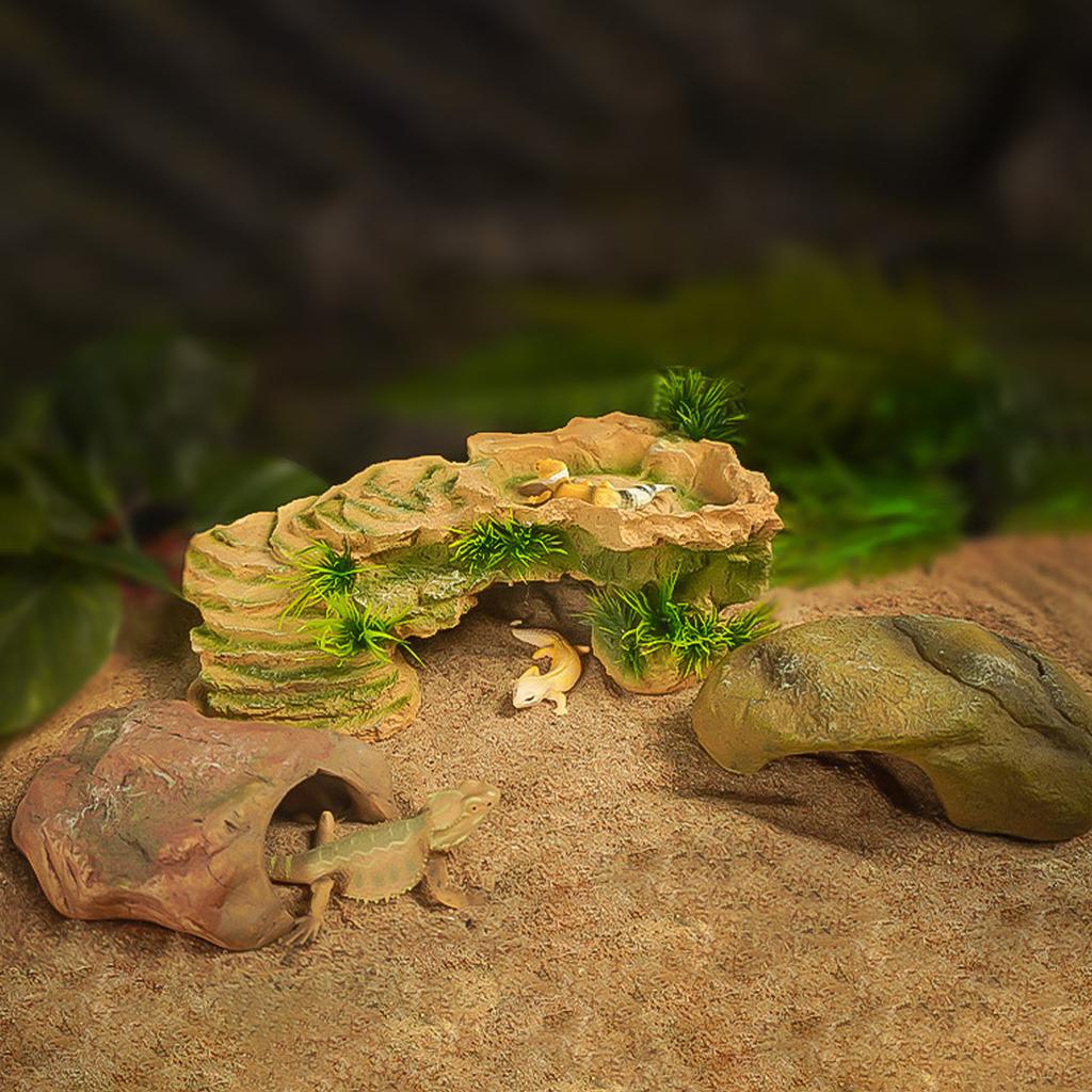 Terrariums Basking Platform Fishtanks Shelter Cave for Reptiles Terrapin Aquariums Landscape Decoration for Home Office