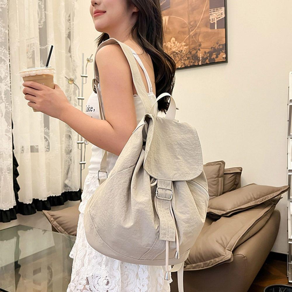 Lightweight Travel Backpack Nylon Student Schoolbag Fashion Drawstring Backpack  Teenagers