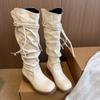 Retro Wasteland Fringed Knight Boots Women's 2025 Autumn and Winter New Thick Heel But Knee Pile Boots Fashion Boots