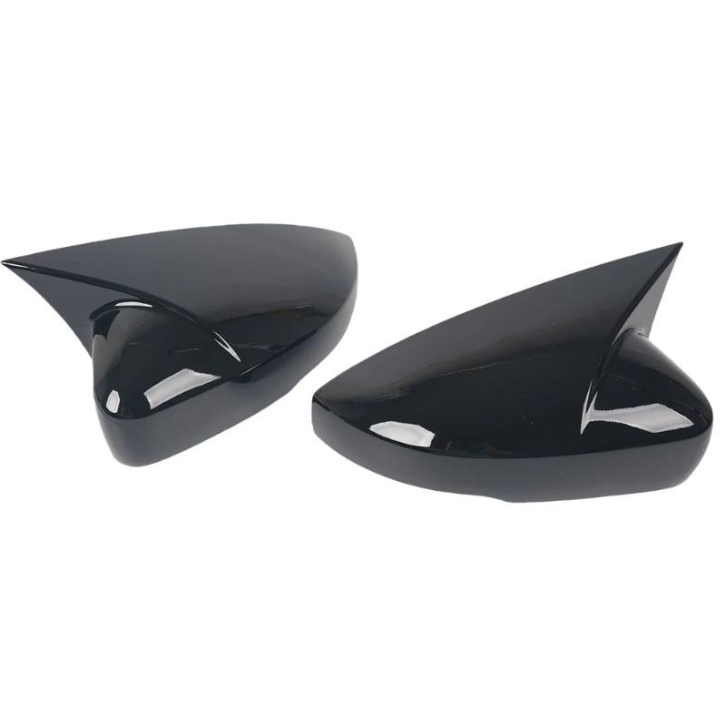 For VW Polo MK5 6R 6C 2009-2018 Side Mirror Cover Cap ABS Plastic Glossy Black/Carbon Look Horn Style Exterior Car Accessories