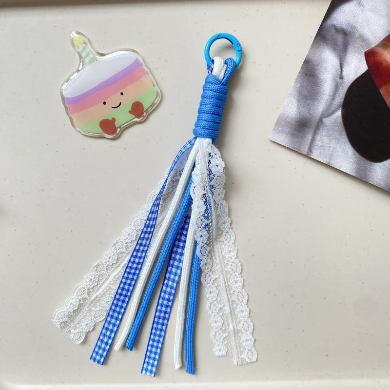 Lace Keychain Braided Rope Charm Pendant Keyring  Simple All-Matching Bag Decoration Jewelry Accessories