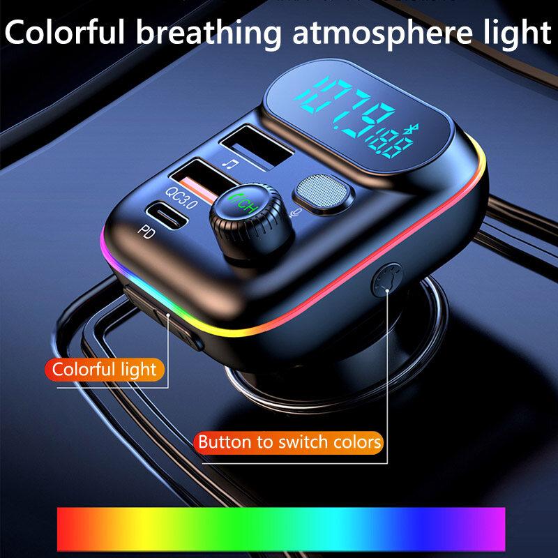 Transmițător FM Bluetooth 5.0 auto Dual USB 3.1A Tip C PD Adaptor încărcător auto Adaptor Mâini libere Mp3 Player Suport card TF pentru Samsung