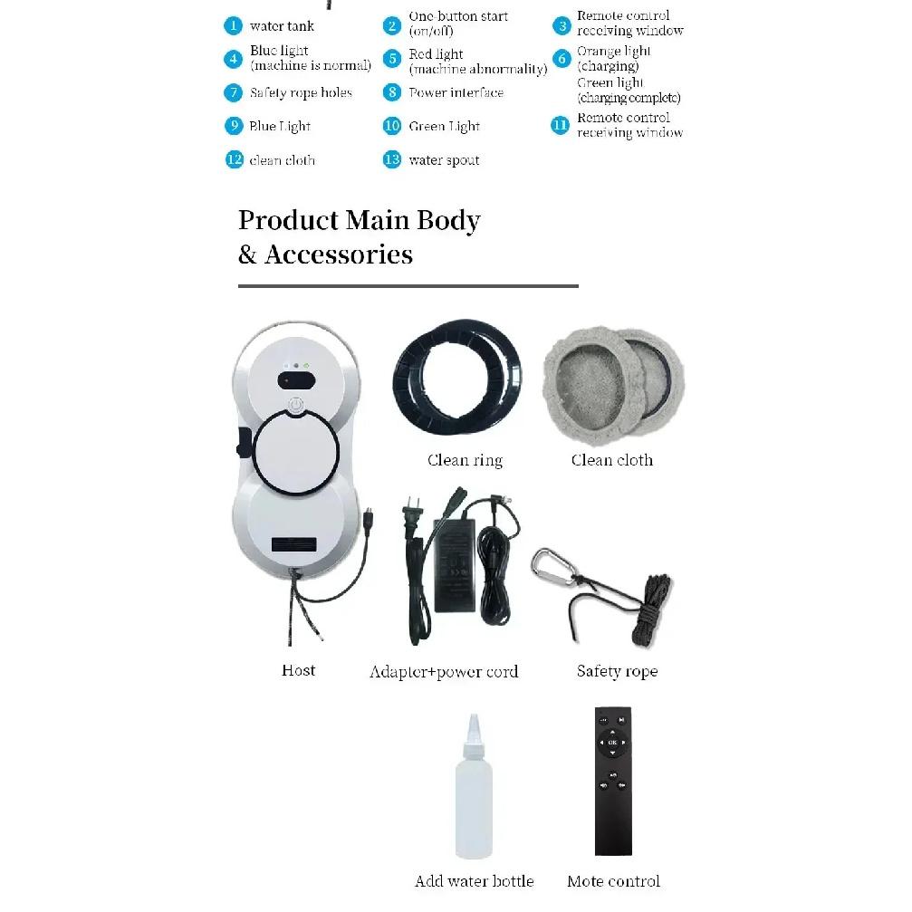 Double-sided Glass Cleaning Robot Vacuum Cleaner Water Spray Window Cleaning Robot High Suction Smart Electric Window Cleaner