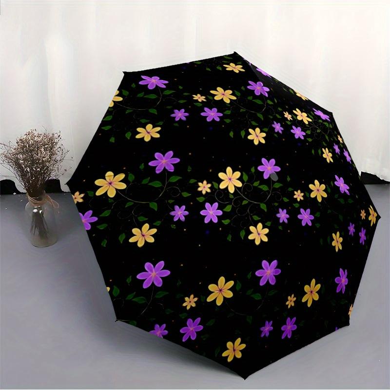 1pc Floral Night Pattern Automatic Umbrella - 8-Rib Foldable Design, Outdoor Adventures, and Family Celebrations Yy250829018