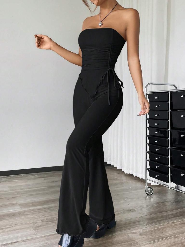 2025 Women's Sexy Strapless Top & Long Pants Two-Piece Street Fashion Set for Spring/Summer