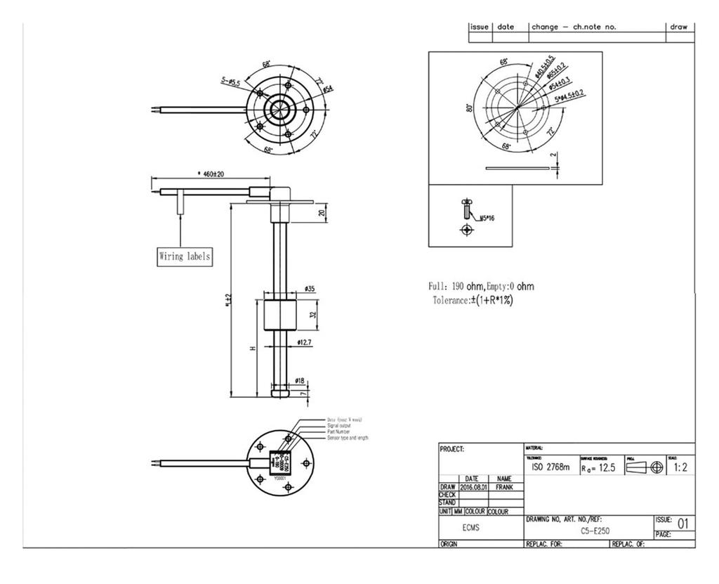 SENEHGMLP 0-190 Ohm 240-33OHM Kraftstoffstandsanzeige Marine Boot Auto LKW Kraftstoffstandsanzeiger