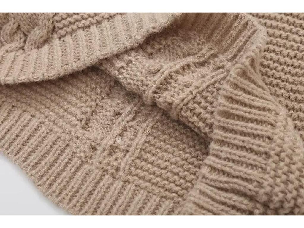 Europäischer & Amerikanischer Damen Strickpullover mit Rundhalsausschnitt & Trompetenärmeln