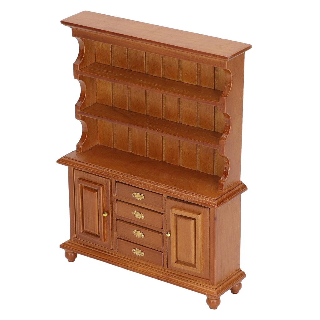 Dollhouse Bookshelf 1:12 Mini Doll House Furniture Retro Miniature Bookcase Savings Cabinet Study