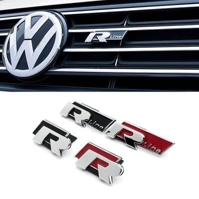 1Pc R-line R 3D Metal Badge Body Sticker Front Grill Trunk Auto Emblem For R-line R GTI Polo Golf 5 6 7 MK8 Touareg Passat B6