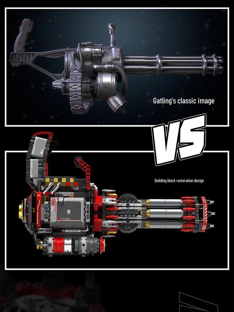 Jiaqi KK001 Electric Gatling Toy Gun - Heavy Armor Ripper Building Blocks for Boys