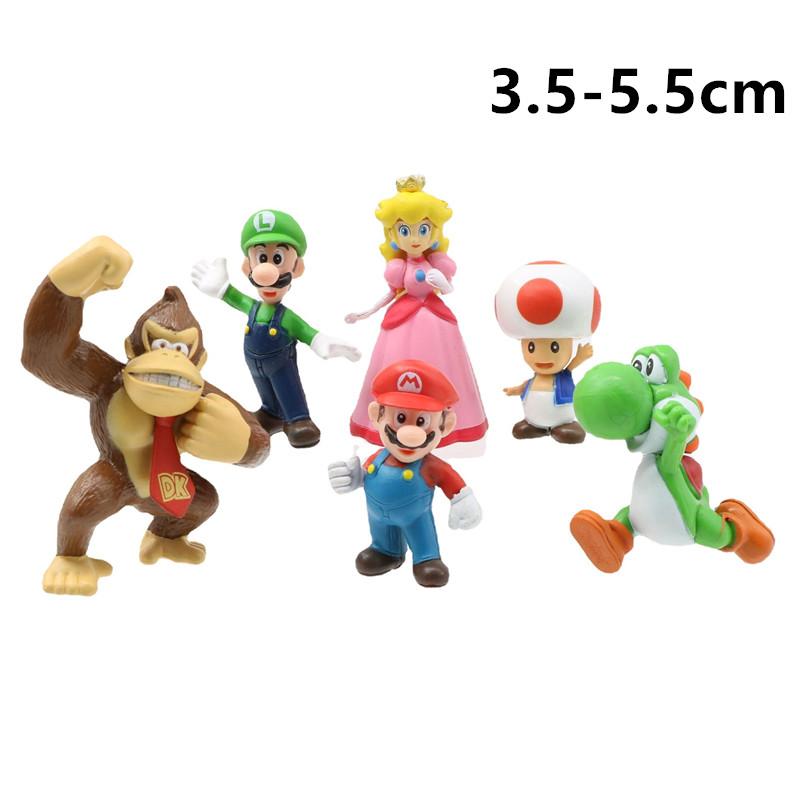 Super Mario Bros Tegneseriefigur Samleobjekter Dukker Model Legetøj Luigi Shy Guy Svamp Skrivebords Kagedekoration