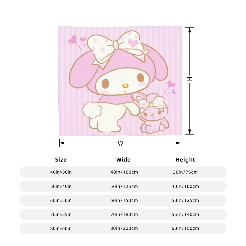 My Melody Kawaii Flannel Throw Blanket Blanket for Bed Bedroom Ultra-Soft Bedding Throws