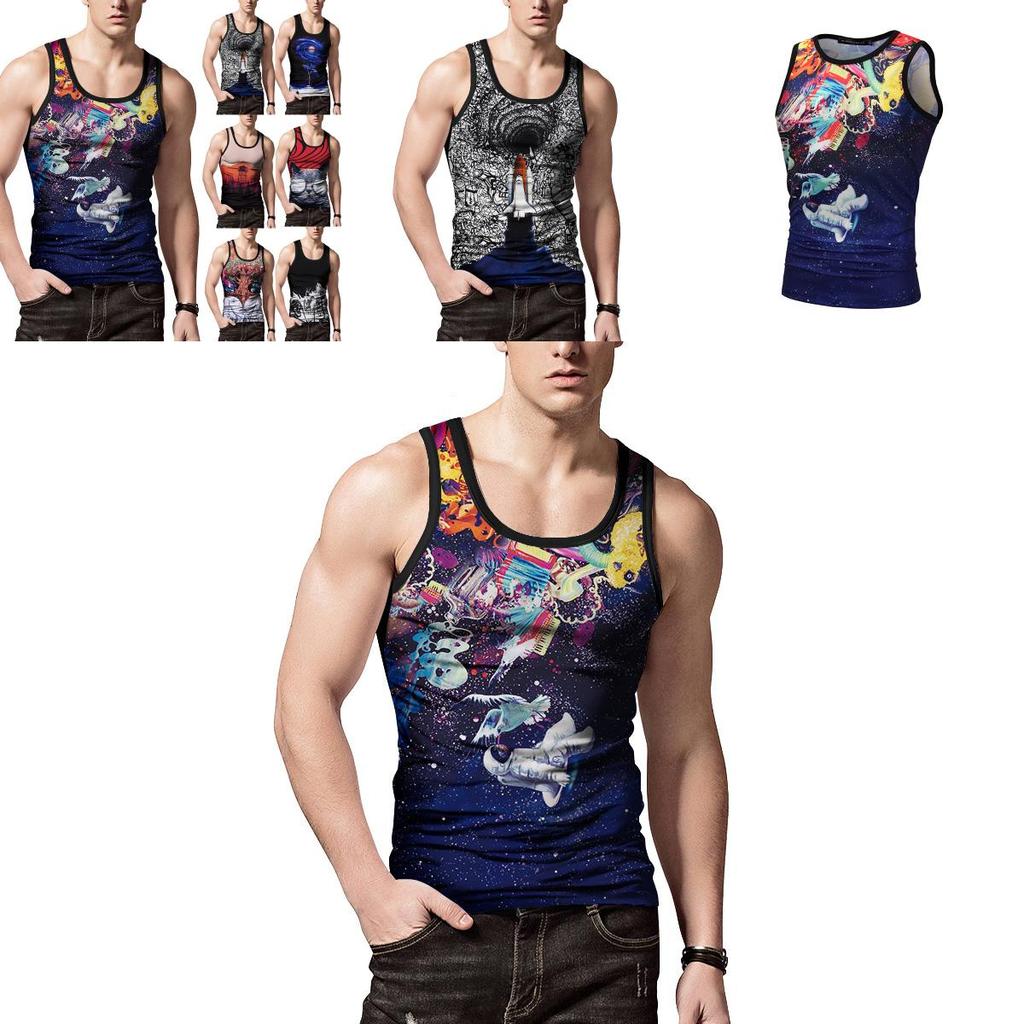 Premium Quality Summer Men's Tank Tops Vest Featuring Vibrant 3d Printed Graphics
