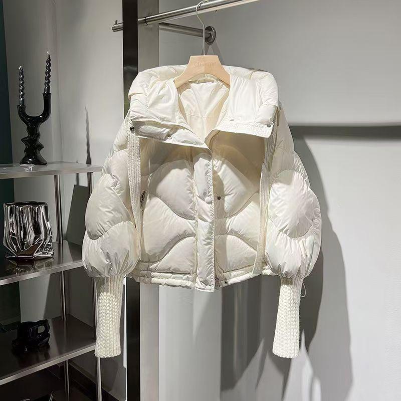 Winter White Duck Down Jacket Loose Streetwear Women's Lightweight Hoodie Parka Fashionable Warm Short Loose Coat