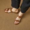 Krazing Pot Mules Cow Skin Thick Heels Peep Toe Street Wear Summer Size 42 Concise Style Elegant Women Sandals