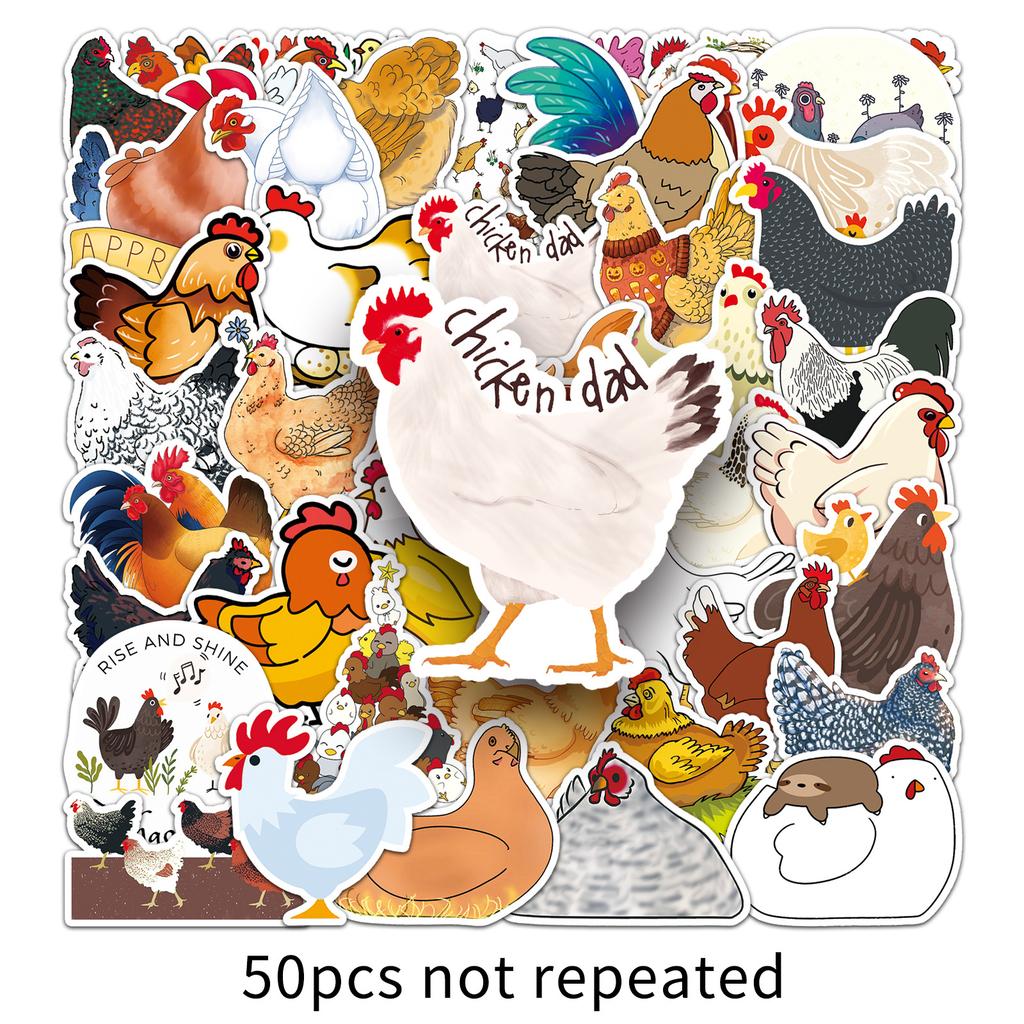 50 Chicken Doodle Personality Cartoon Animal Children DIY Skateboard Mobile Phone Case Suitcase Sticker Waterproof