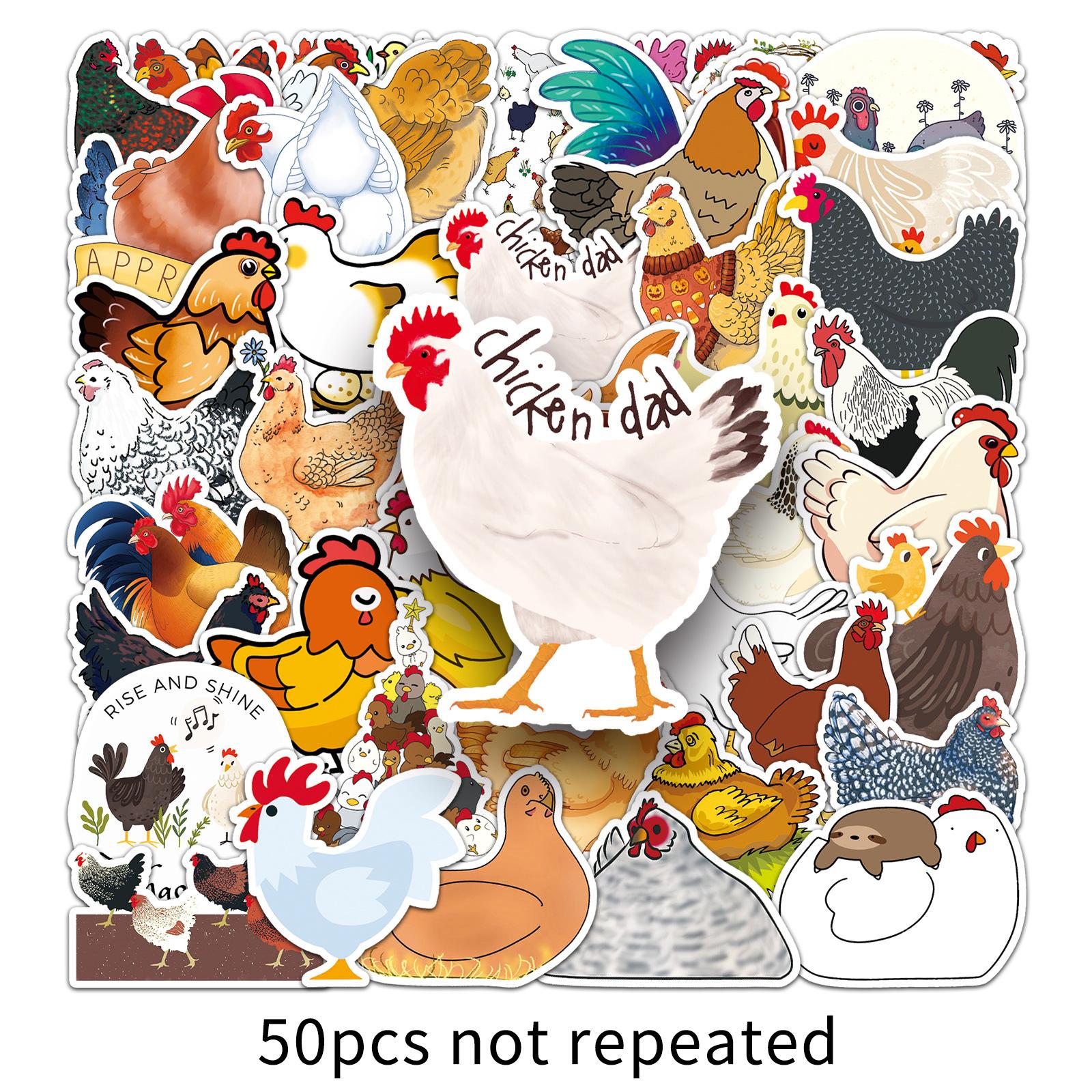 

50 Chicken Doodle Personality Cartoon Animal Children DIY Skateboard Mobile Phone Case Suitcase Sticker Waterproof