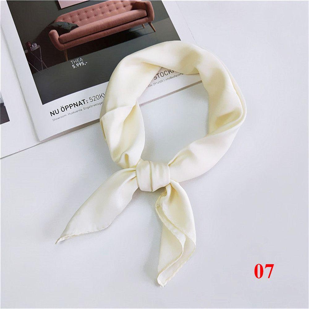 Gifts Elegant Solid Color Head Neck Hair Tie Band Silk Feel Satin Women Square Scarf