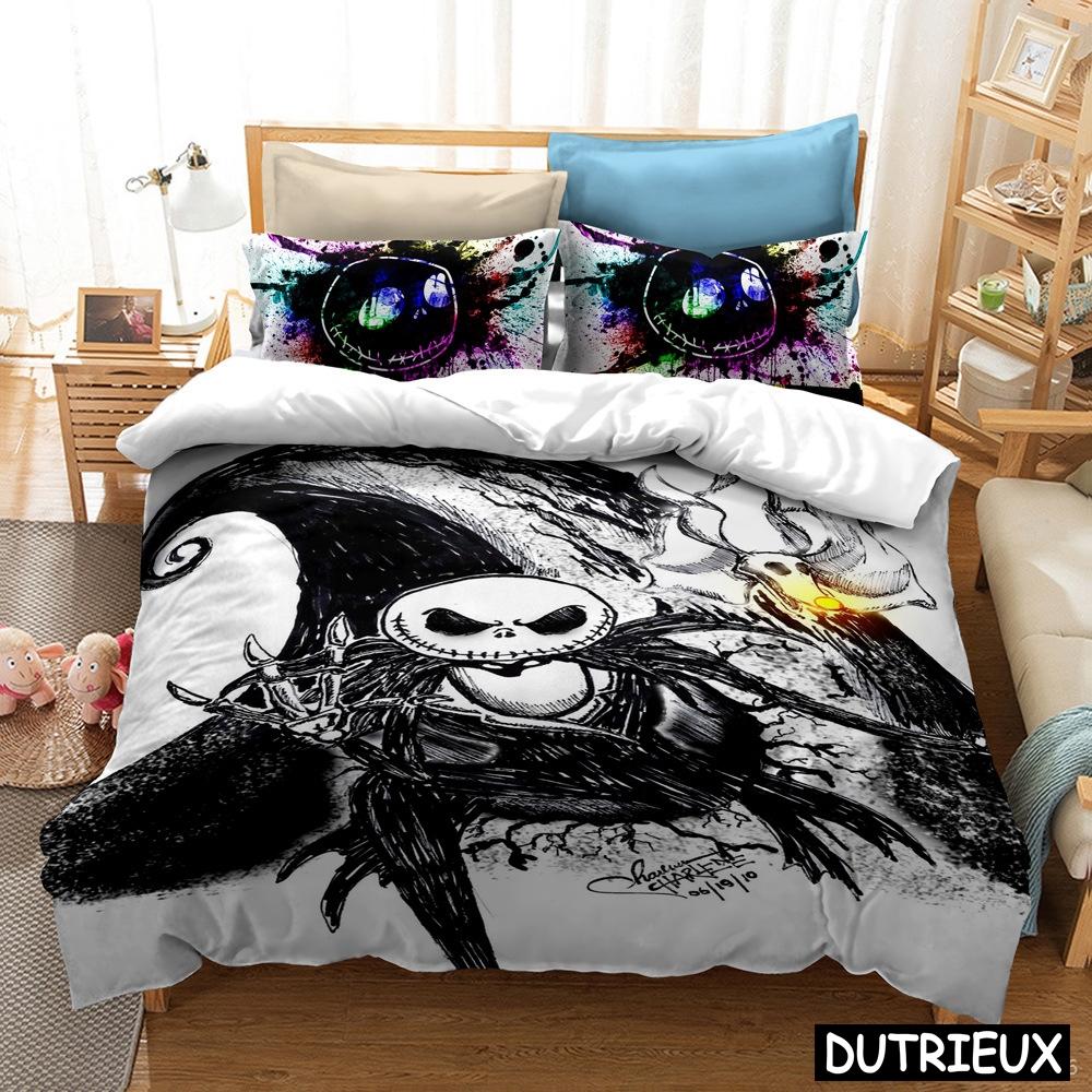 The Nightmare Before Christmas Duvet Cover Set 3D Cartoon Printed Bedding Set Queen King Size Comforter Cover Pillowcase Set