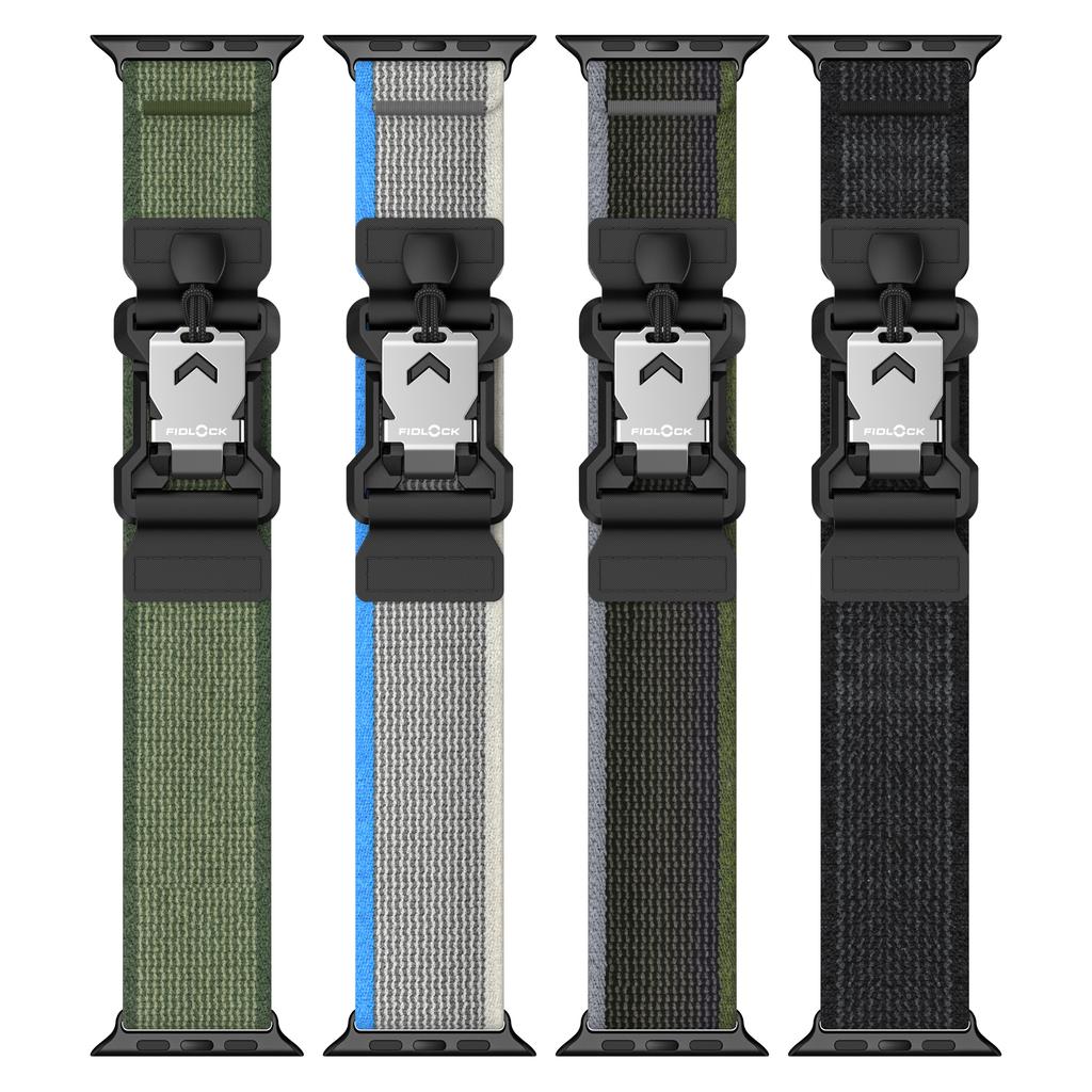 Uhrenarmband für Apple Watch Serie 10 Ultra 9 8 7 SE 6 5 4 3 2 1 46mm 49mm 45mm 44mm 42mm Nylonband mit Metall-FIDLOCK