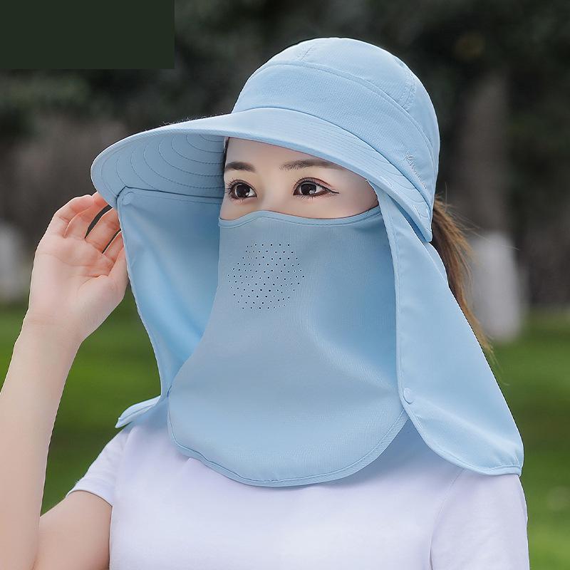 Sommerhut Damen Outdoor Radfahren Sonnenschutz Gesicht Maswide Brim Atmungsaktiv Sonnenschutz Sonnenhüte Casual Sonnenhut Visier UV-Schutz Neu