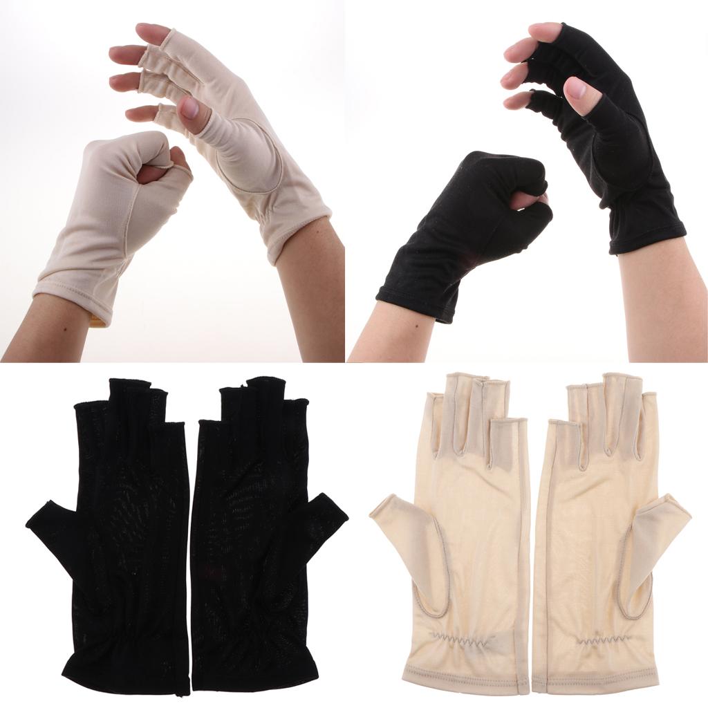 Womens Silk Stretchy Half Finger Gloves, Fingerless Short Gloves