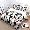 Cartoon pandas with gifts and flowers Print Bedding Set 1 Duvet Cover 2 Pillowcases for Adult and Children Luxury Gift Full Size