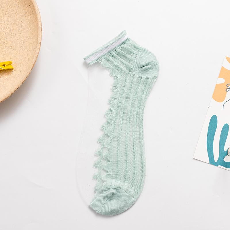 10 Pairs of Women's Summer Thin Style Lace Shallow Mouth Invisible Glass Silk Socks
