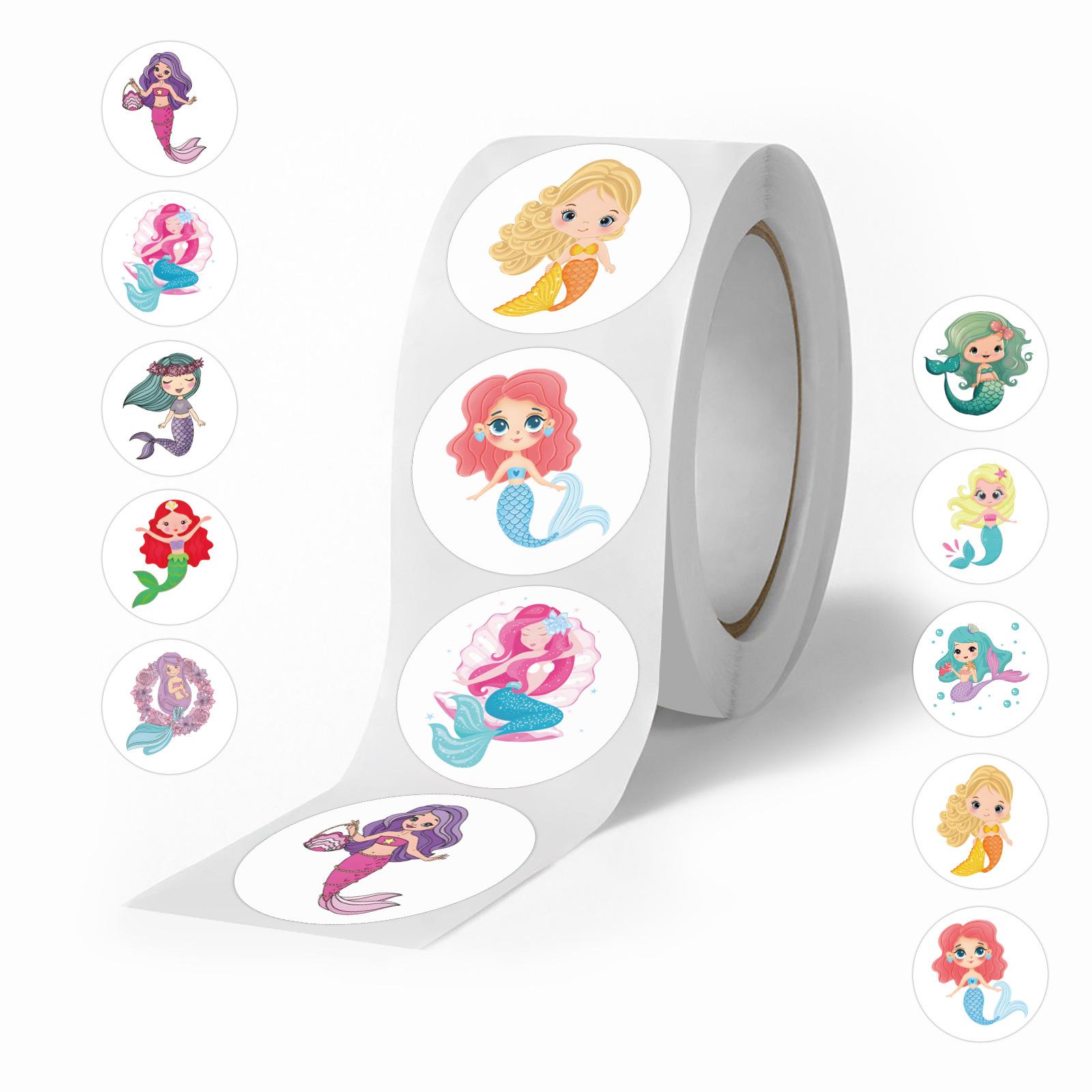 

500 наклеек/рулон Мультяшные рулонные наклейки с русалочкой Награда для детского сада Детские цветные наклейки Креативный скотч для ручной палатки