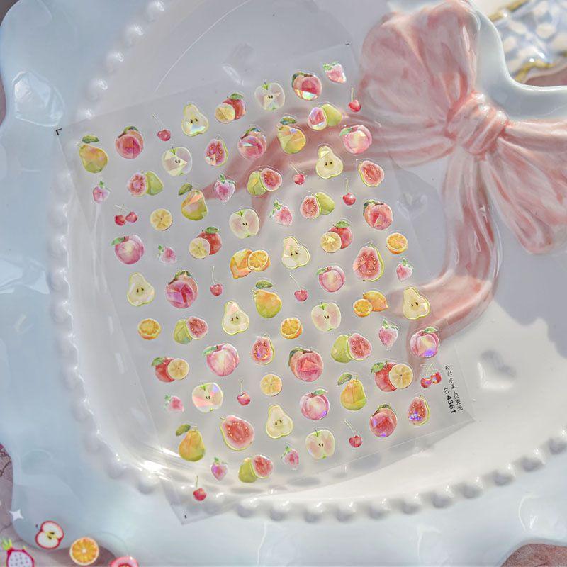 

Colorful Fruit Party Nail Sticker Relief 3D New Arrival Stereo 5D Internet Celebrity Ins Children s Nail Stickers Decoration Pastel fruit 4361