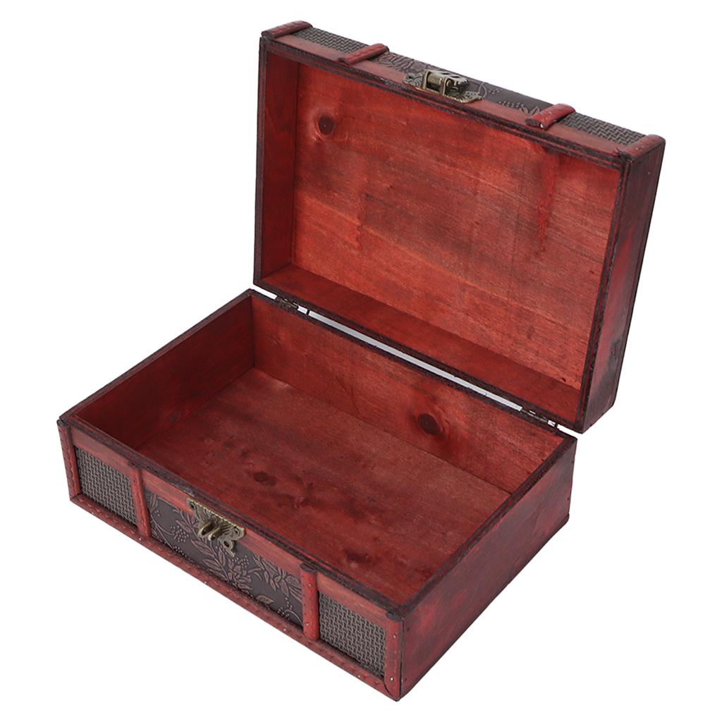 Retro Wooden Gift Box Essential Oil Alloy Hinge Decorative Treasure Storage Chest Box for Home Office
