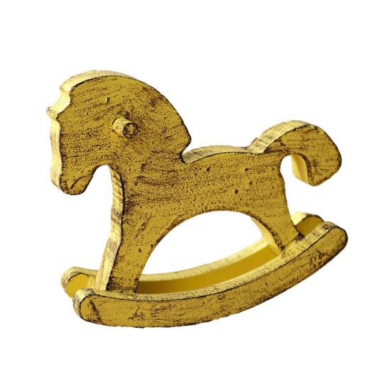 Hand-painted Wood Rocking Horse Figurine Vintage Miniature Rocking Horse Statue Home Office Living Room Desktop Decoration Ornament