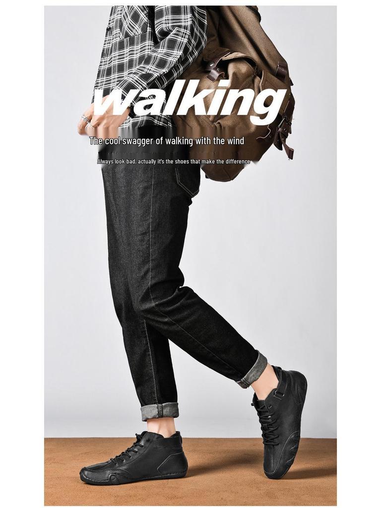 Men's High-Top Casual Winter Boots - Plush Velvet Lined Martin Shoes