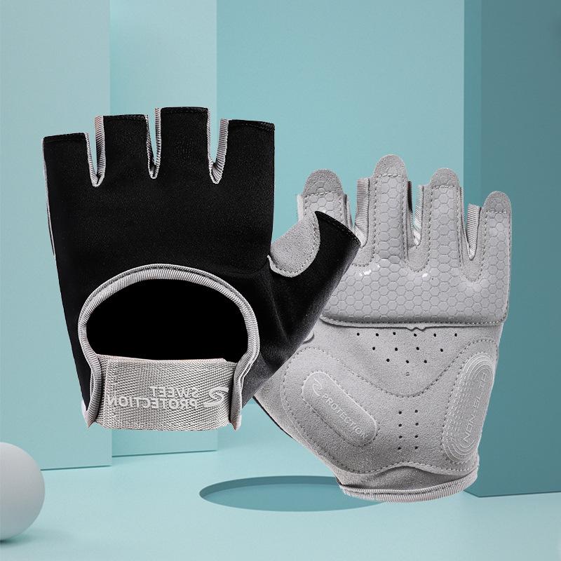 Männer und Frauen Outdoor-Sportarten Radhandschuhe Halbfinger Verschleißfest Rutschfest Verschleißfest Stoßdämpfende Handfläche Atmungsaktiv