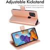  Galaxy A21s Leather Wallet Case, Flip Protective Case Cover with Wallet Card Holder, Stand and Wrist Strap - Rose Gold